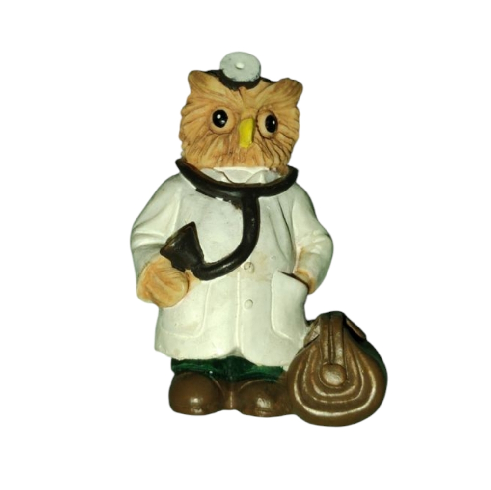 JC Brown and White Ceramic Owl Art Piece